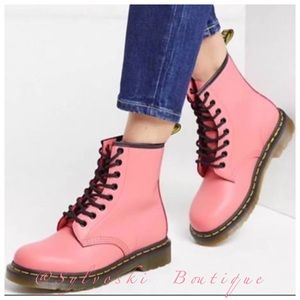 pink doc martens boots